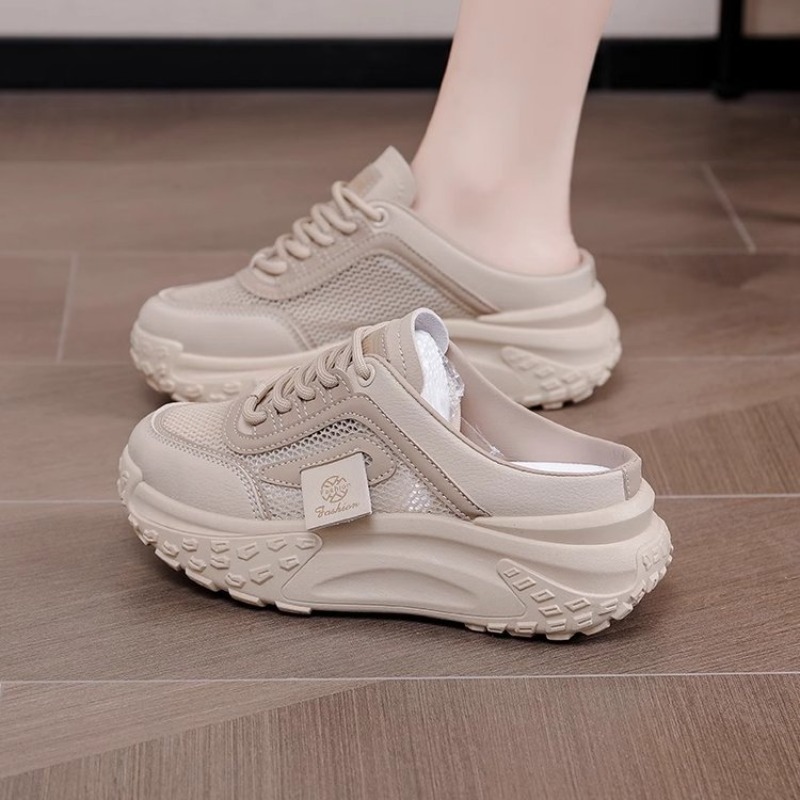 Sneaker Career - Sommerliche Damen-Mule-Sneaker, rückenfrei, atmungsaktives Mesh, Schnürung,