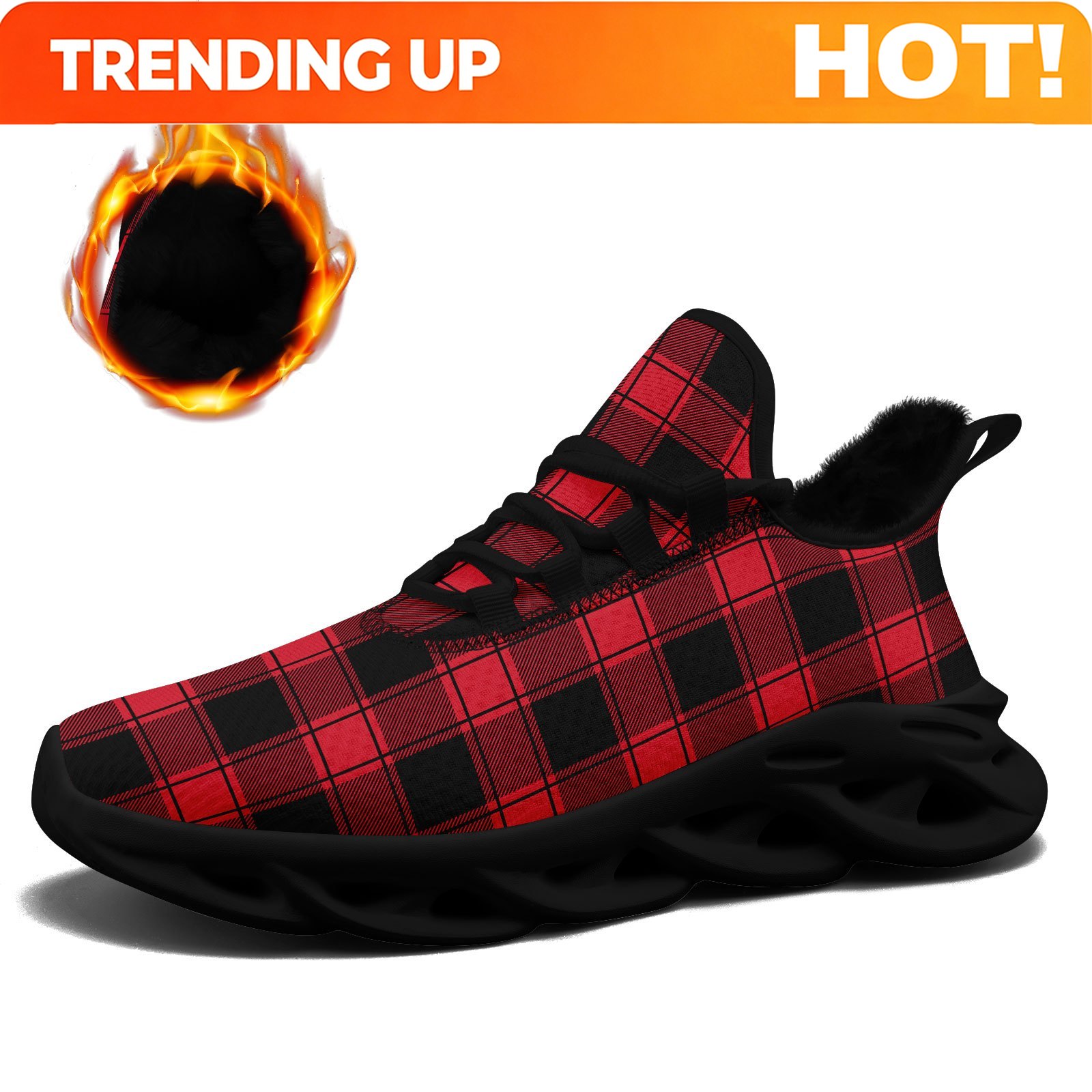 Sneaker Career - Maßanfertigung Herren Weihnachts-Rot-Schwarz Karierte Modische Freizeit-Sportschuhe,